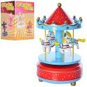 Деревянная игрушка WOODY Карусель заводная, с лошадками MD 0982
