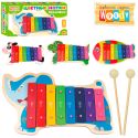 Деревянная игрушка WOODY Ксилофон 8 тонов, 2 палочки, 4 вида MD 1854