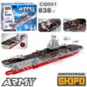 Конструктор военный, авианосец, фигурки, 838 деталей CQ 001