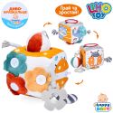 Погремушка мягкая Limo toy, куб, бизикуб, прорезыватель, зеркало, пискавка, застежка-молния 9393A