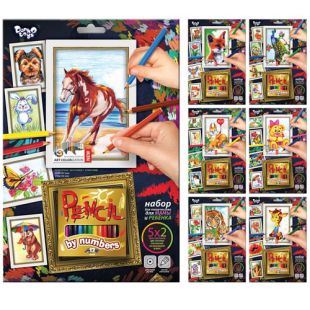 Набор для творчества Danko Toys Pencil by numbers PBN-01-01, 02, 03, ...,10