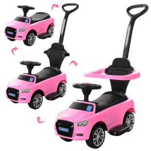 Каталка-толокар Bambi Racer 2в1 з батьківською ручкою, рожевий M 3503A-8