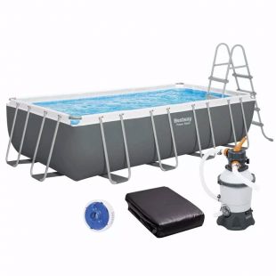 Бассейн каркасный Bestway прямоугольный 488х244х122 см фильтр-насос, лестница 56671