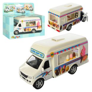 Машинка KS 5253 W металлическая инерционная, кафе на колесах, открывается дверь