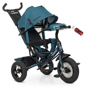Велосипед триколісний Turbotrike з ручкою, бірюзовий M 3115HA-21L