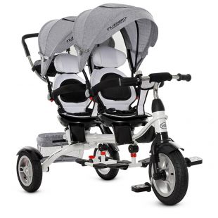Велосипед для двойни Turbotrike Duos с ручкой, серый M 3116TWA-19