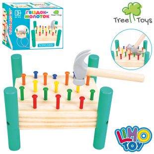 Деревянная игрушка Tree Toys Стукачка, игровое поле, гвозди, молоточек MD 1818