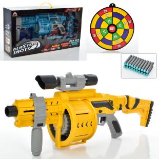 Автомат дитячий у комплекті має м'які кулі-присоски, приціл, мішень, 2 кольори SB582BC