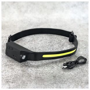 Ліхтарик налобний акумуляторний 12 см (COB-светодиод+1LED) 500mA B27535
