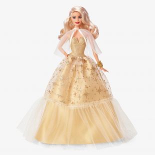 Кукла Barbie Signature Праздничная в роскошном золотистом платье HJX04