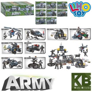 Конструктор Limo Toy военный, транспорт, 8 видов, от 59 до 95 деталей KB 2000