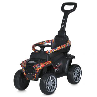 Каталка-толокар Bambi Racer 2в1 с родительской ручкой, черный M 5731EL-2