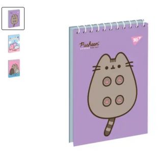 Блокнот YES А7, 80 аркушів, спіраль Pusheen в асортименті 151966