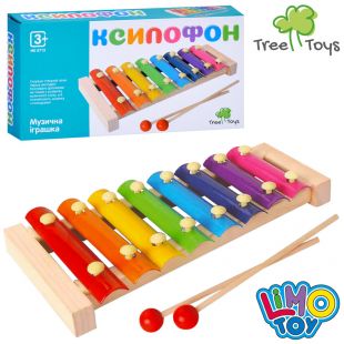 Дерев'яна іграшка Ксилофон, 8 тонів (пластини-метал), 2 палички MD 0713