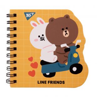 Блокнот YES 100x100 мм, 30 листов в точки, двойная спираль Line Friends yellow 151812