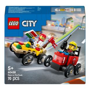 Конструктор LEGO City Піца-авто проти пожежної машини Набір перегонів 60458