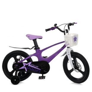 Велосипед дитячий Prof1 кошик, крила, додаткові колеса, фіолетовий MB 141020-5