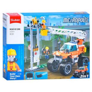Конструктор SLUBAN Metropolis 2в1 машина с єлектричним стовпом M38-B1288