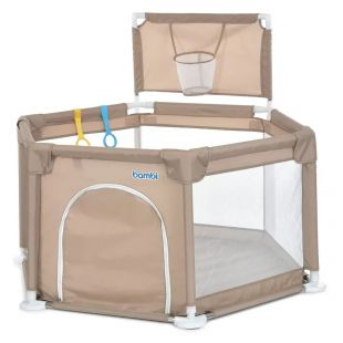 Манеж ігровий дитячий Bambi з баскетбольним кільцем бежевий MR 1340-BG