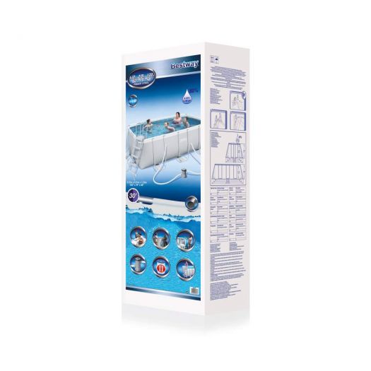 Басейн каркасний Bestway прямокутний 412х201х122 см фільтр-насос 56456   замовити