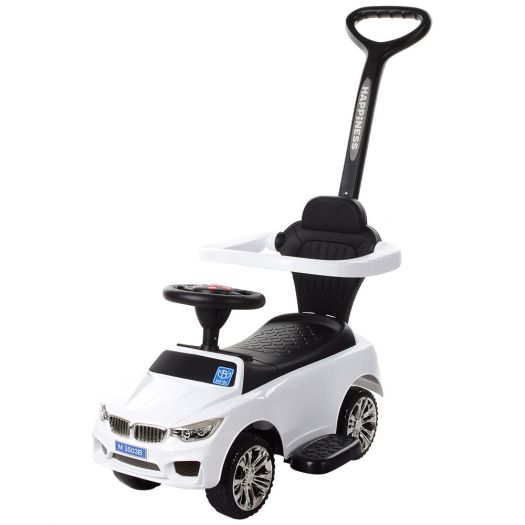 Каталка-толокар Bambi Racer 2в1 з батьківською ручкою, білий M 3503B-1  купити