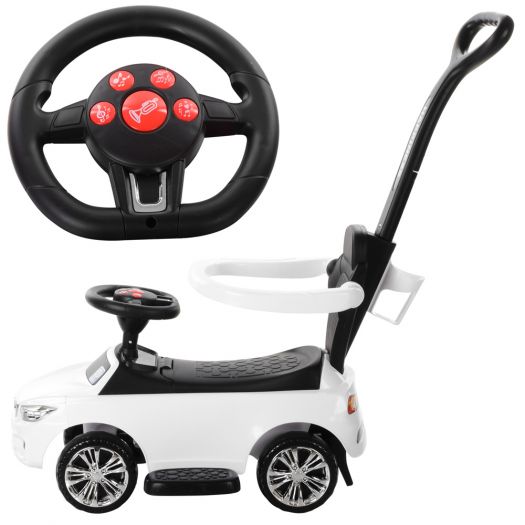 Каталка-толокар Bambi Racer 2в1 з батьківською ручкою, білий M 3503B-1   в Україні