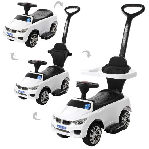 Каталка-толокар Bambi Racer 2в1 з батьківською ручкою, білий M 3503B-1  купити