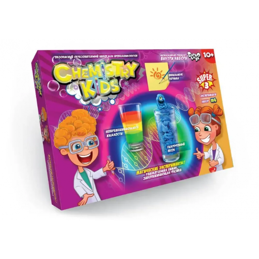 Безпечний освітній набір для проведення дослідів Danko Toys CHEMISTRY KIDS CHK-02-01U,02U,03  купити