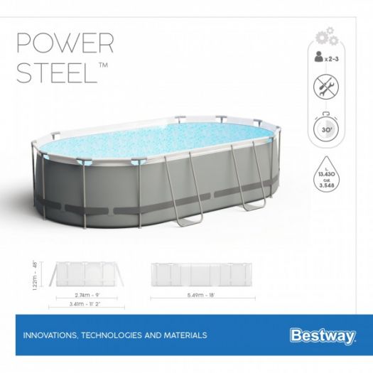 Басейн каркасний Bestway овальний 549х274х122 см фільтр-насос сходи, тент 56710  купити