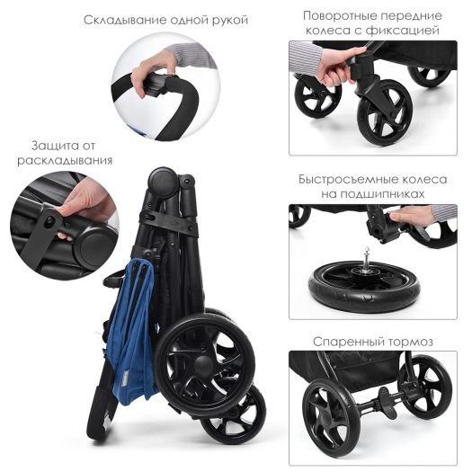 Візок дитячий El Camino ESCAPE синій ME 1032L Denim Black  купити