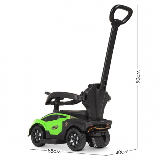 Каталка-толокар Bambi Racer Lamborgini 2в1 з батьківською ручкою, зелений 661-5  купити