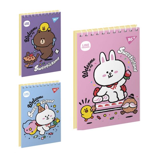 Блокнот YES А6, 80 аркушів, одинарна спіраль Line Friends в асотрименті 151963  купити