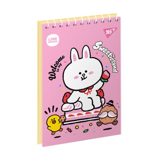 Блокнот YES А6, 80 аркушів, одинарна спіраль Line Friends в асотрименті 151963   в Україні