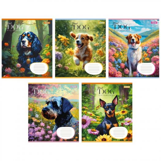 Зошит для запису 1 Вересня А5, 12 аркушів, клітинка, Floral dog 766915   в Україні