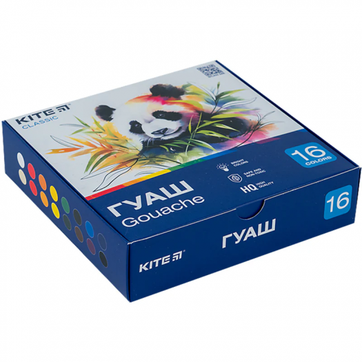 Гуаш Kite 16 колорів, 20 мл Kite Classic K-096   замовити
