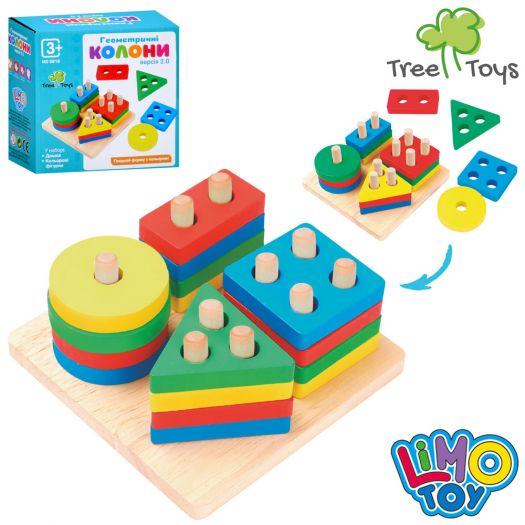 Дерев'яна іграшка Tree Toys Геометрика 16 фігур MD 0818   замовити