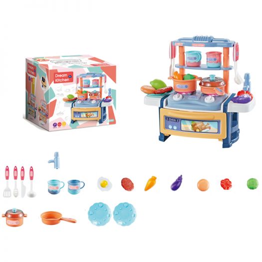 Дитяча кухня Dream Kitchen плита, мийка-ллється вода, посуд, продукти 899-1   в Україні